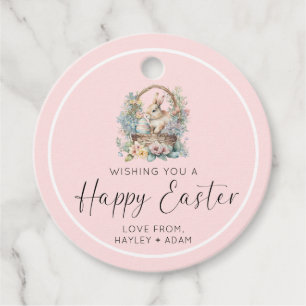 Pink Happy Easter Bunny Favor Tags