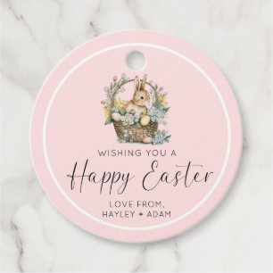 Pink Happy Easter Bunny Favor Tags