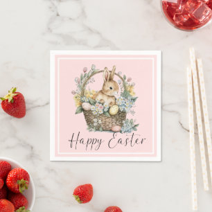Pink Happy Easter Bunny Napkins