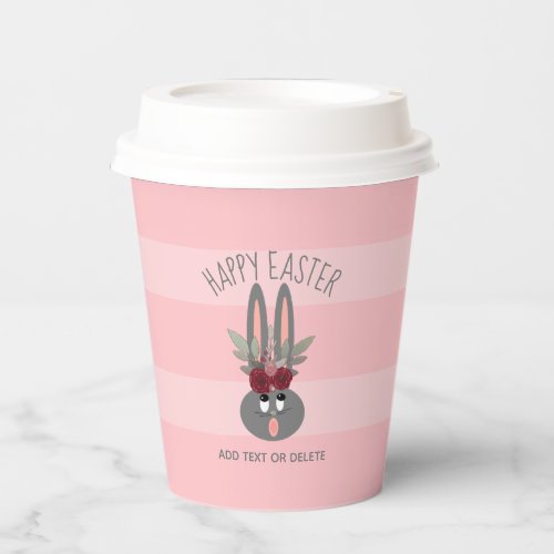 Pink Happy Easter Bunny Party Personalized Paper Cups