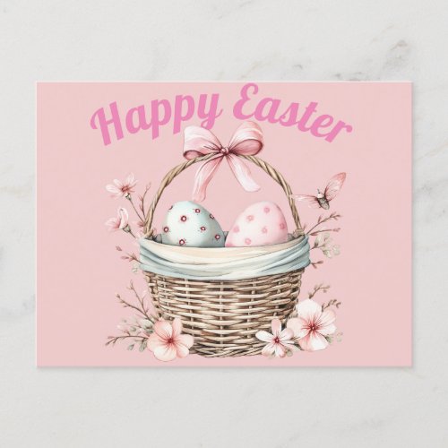 Pink Happy Easter  Postcard