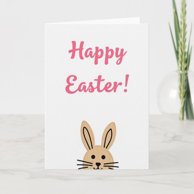 Pink Happy Easter Rabbit Peek Card (Front)