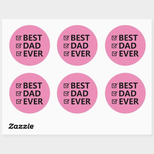 Pink Happy Fathers Day Stickers