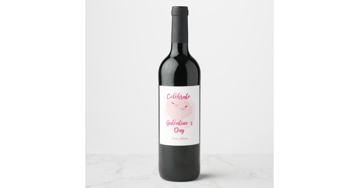Pink Happy Galentine S For Day Best Friend Wine Label Zazzle Com