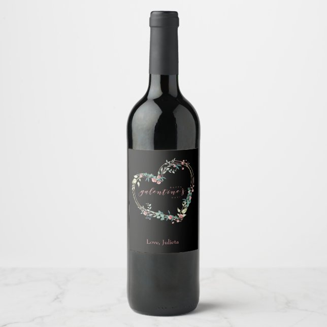 Pink Happy Galentines Day for Best Friend Wine Label (Front)