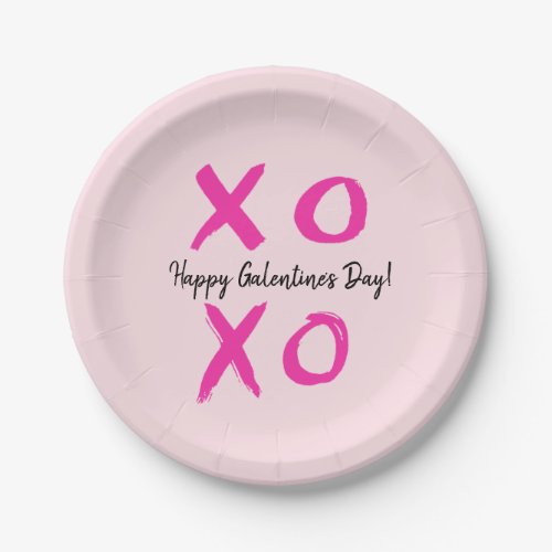 Pink Happy Galentines Day XOXO Paper Plates