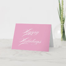 Pink Happy Holidays Cards
