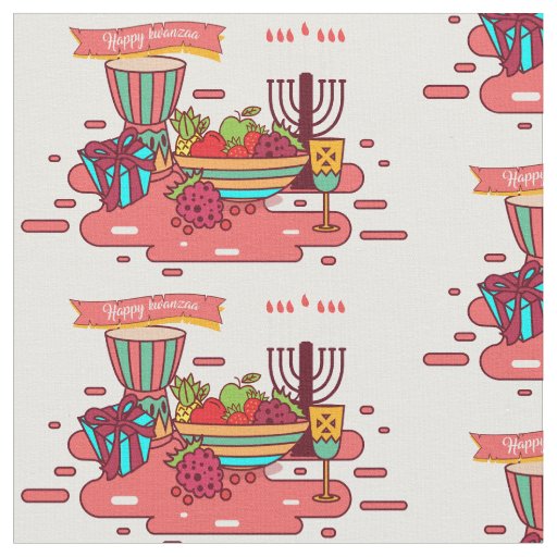 pink happy kwanzaa fabric