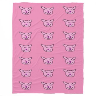 Pink Happy Pig Fleece Blanket
