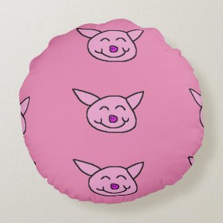 Pink Happy Pig on Pink Background