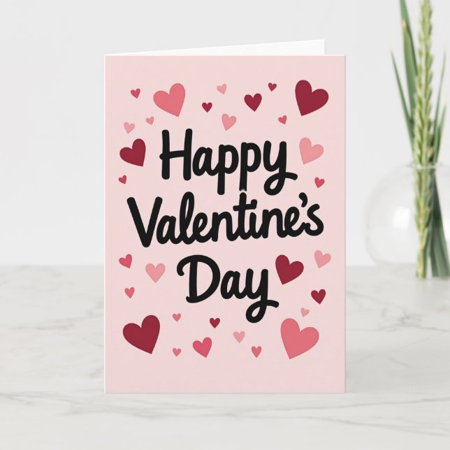 Pink Happy Script Valentines Day Card (Front)