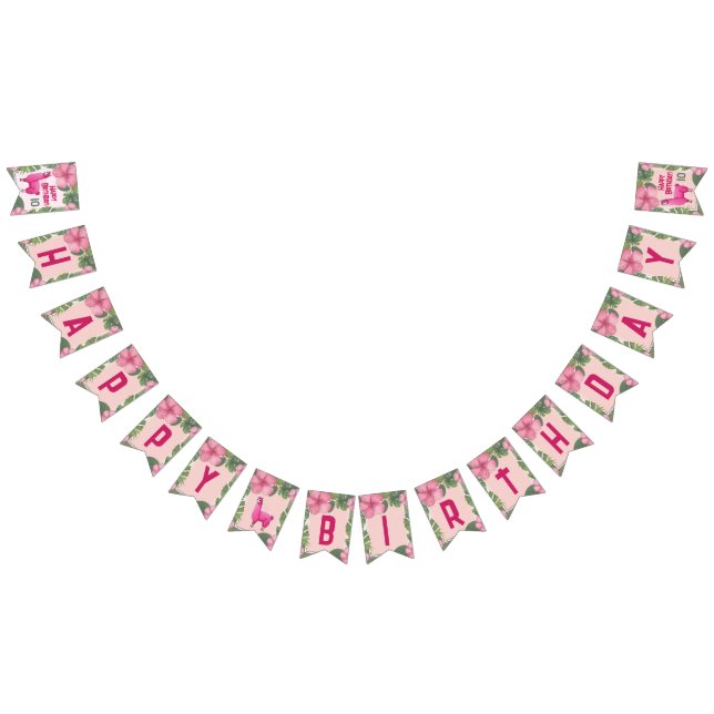 Pink Happy Smiling Lama Bunting Flags (All)