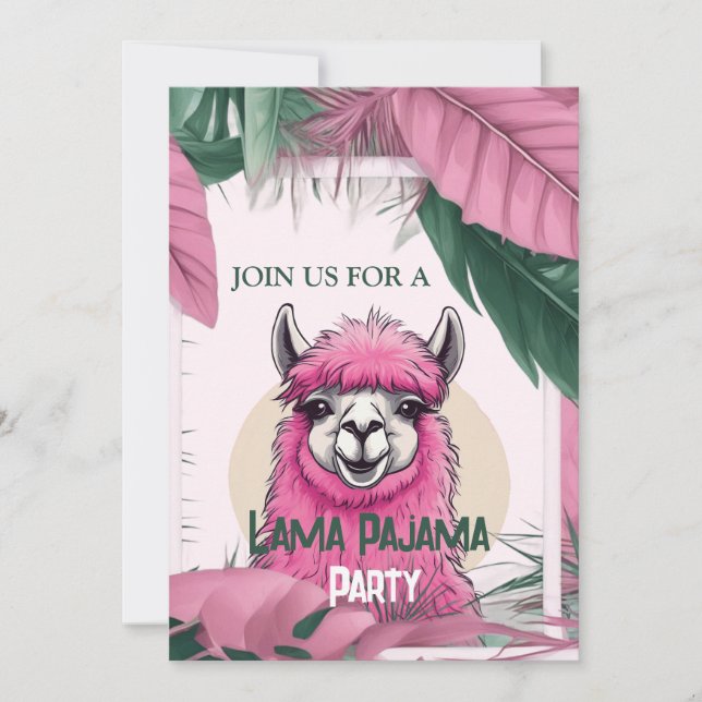 Pink Happy Smiling Lama Invitation (Front)
