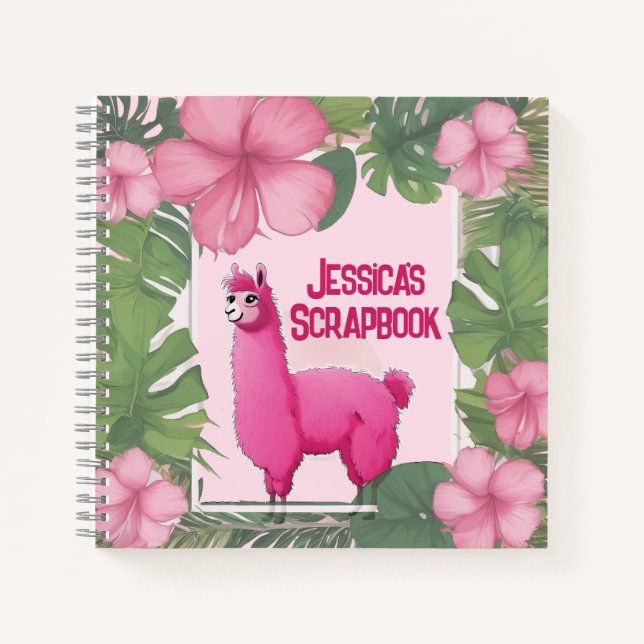 Pink Happy Smiling Lama Notebook (Front)