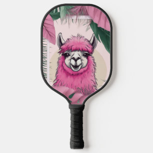 Pink Happy Smiling Lama Pickleball Paddle