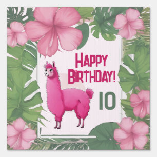Pink Happy Smiling Lama Sign