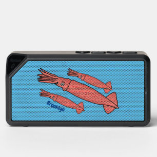 Pink happy squid cartoon illustration bluetooth speaker