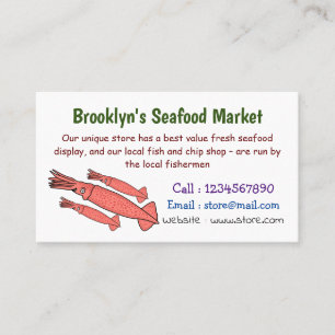 Pink happy squid cartoon illustration business card