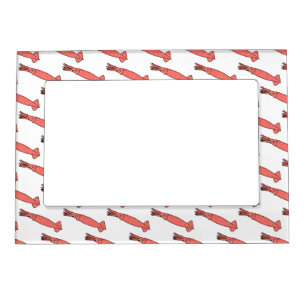 Pink happy squid cartoon illustration magnetic frame