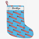 Pink happy squid cartoon illustration small christmas stocking