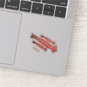 Pink happy squid cartoon illustration sticker