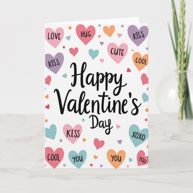 Pink Happy Valentine Day Card (Front)