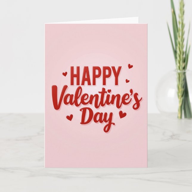 Pink Happy Valentines Day 3D Card (Front)