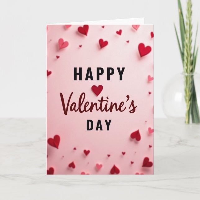Pink Happy Valentines Day Card (Front)