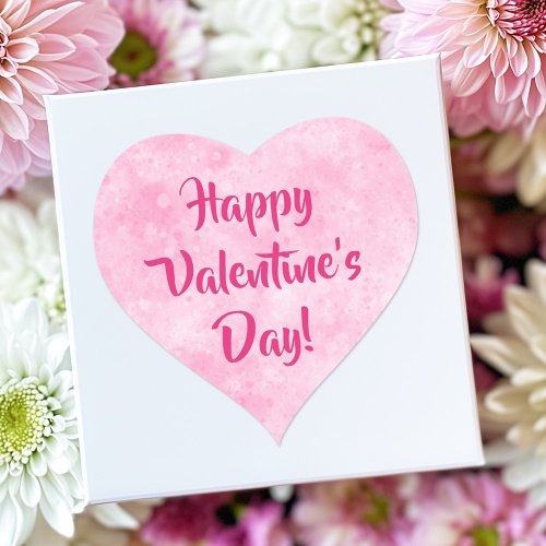 Pink Happy Valentines Day Heart Sticker