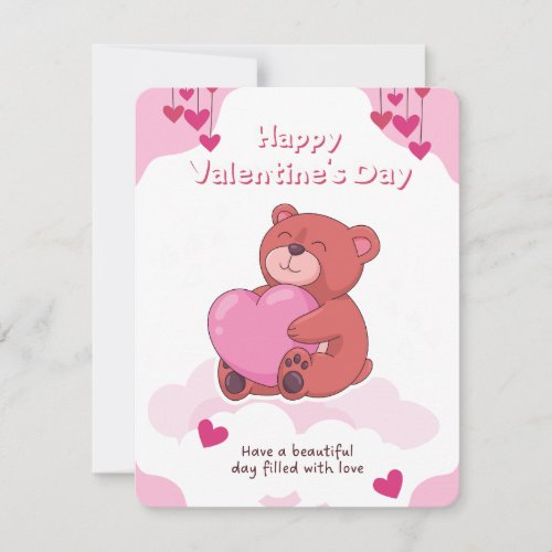 Pink Happy Valentines Day Holiday Card