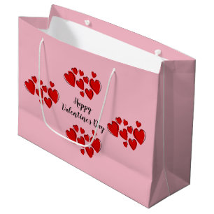 Pink Happy Valentine's Day Red Hearts Large Gift Bag