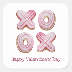 Pink Happy Valentine's Day Square Sticker