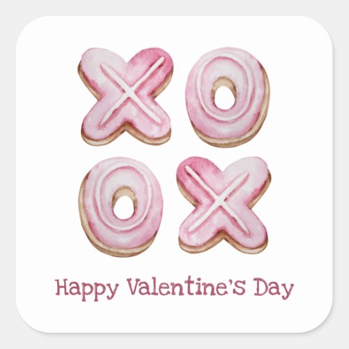 Pink Happy Valentines Day Square Sticker