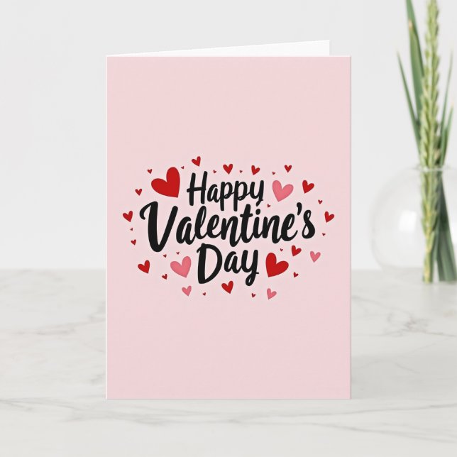 Pink Happy Valentines For Her Card (Front)