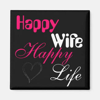 Pink Happy Wife Happy Life Magnet