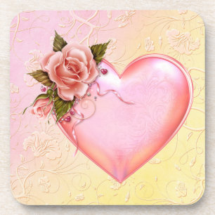 Pink Hard Plastic coasters/cork back - set of 6 Beverage Coaster