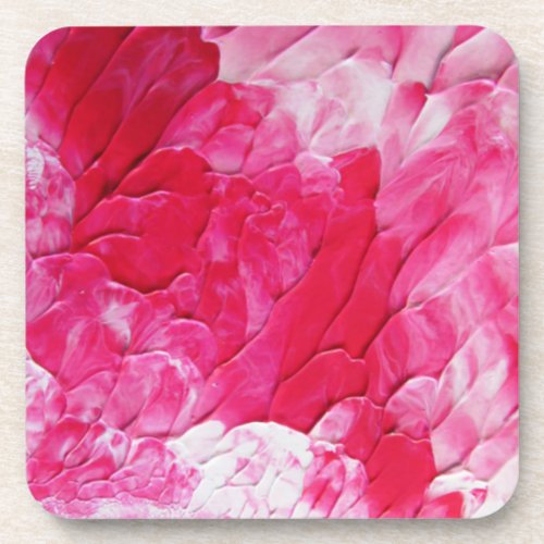 Pink Hard Plastic coasters with cork back 