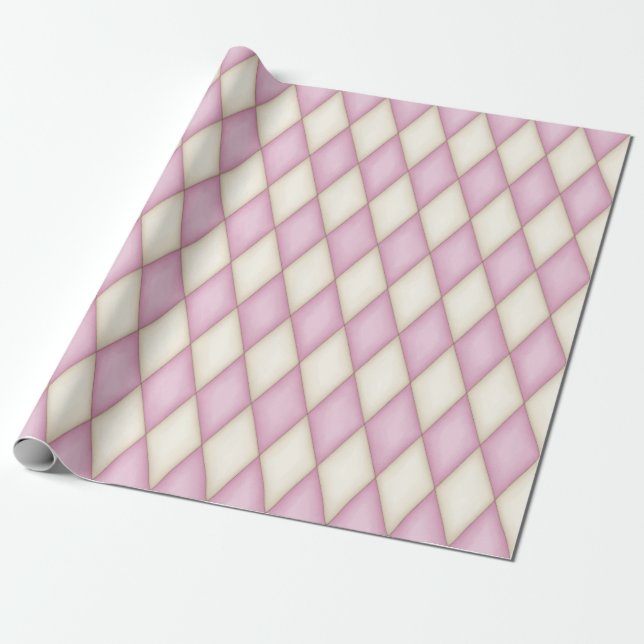Pink Harlequin Medieval Fairytale (medium scale) Wrapping Paper (Unrolled)