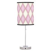 Pink Harlequin Personalized Monogram Contemporary Table Lamp (Back)