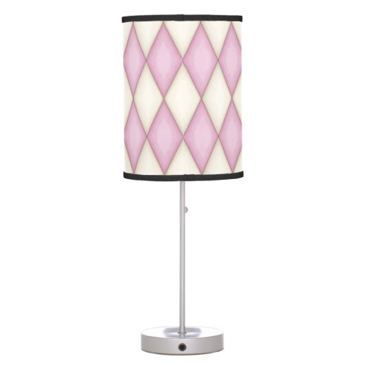 Pink Harlequin Personalized Monogram Contemporary Table Lamp (Back)