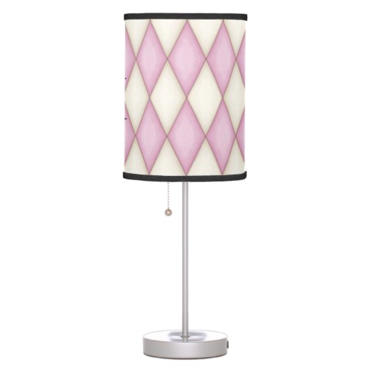 Pink Harlequin Personalized Monogram Contemporary Table Lamp (Right)