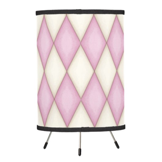 Pink Harlequin Personalized Monogram Contemporary Tripod Lamp (Back)