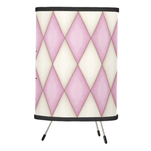Pink Harlequin Personalized Monogram Contemporary Tripod Lamp (Right)