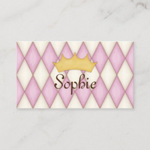Pink Harlequin Personalized Princess Calling Card
