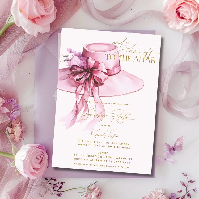 Pink Hat Derby Bridal Shower Invitation (Creator Uploaded)