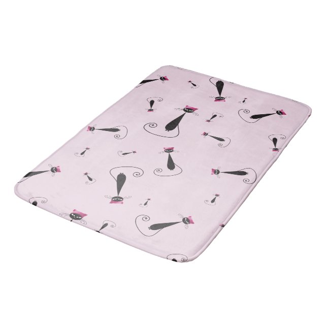 Pink Hat Kitty Cat Bathroom Mat (Angled)