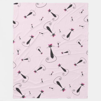 Pink Hat Kitty Cat Fleece Blanket