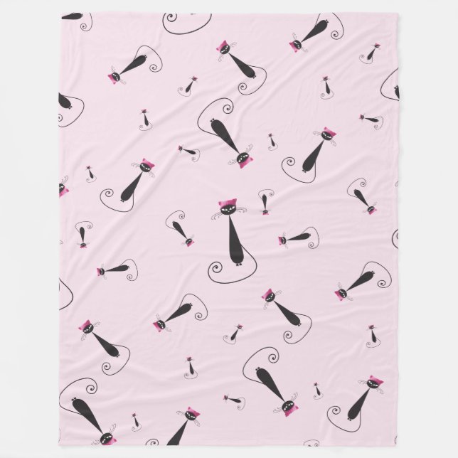 Pink Hat Kitty Cat Fleece Blanket (Front)