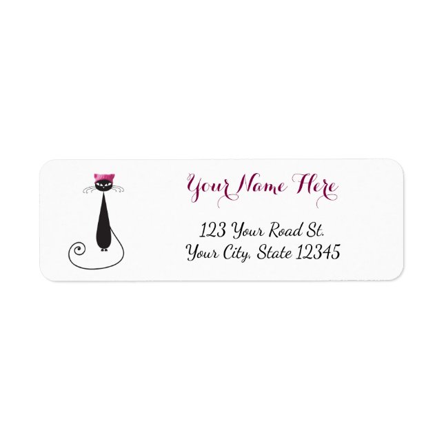 Pink Hat Kitty Cat Label (Front)