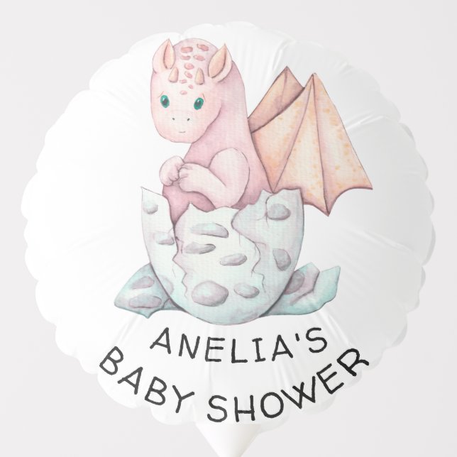 PINK HATCHING DRAGON BABY SHOWER BALLOON (Front)